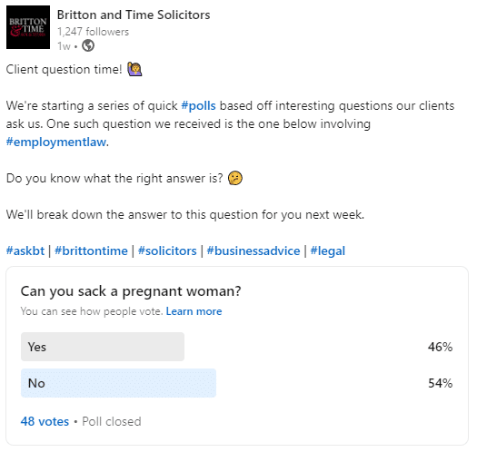 Pregnancy discrimination LinkedIn poll results3